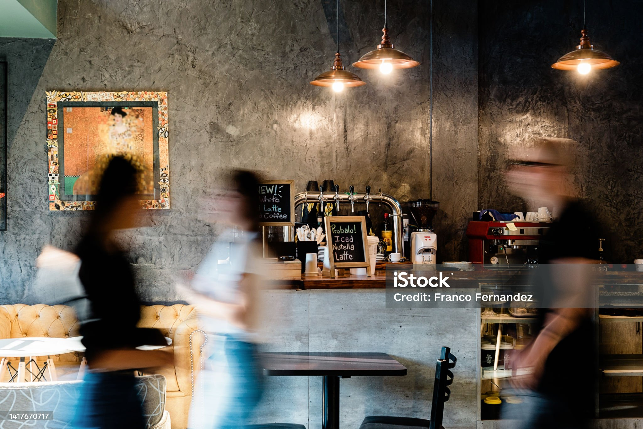 Cafe counter and warm lighting